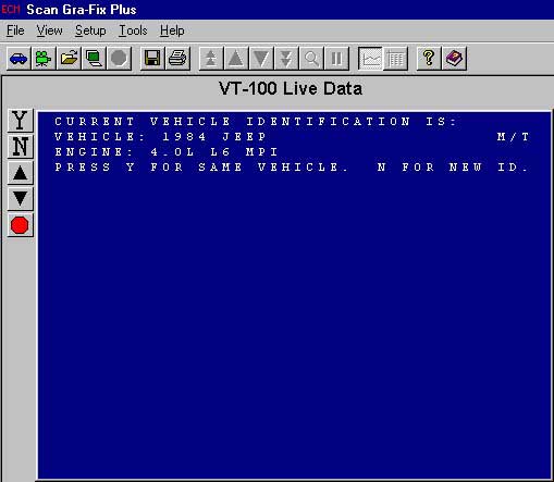 Первый режим  VT-100 повторяет изображения на дисплее сканера, имеет те же виртуальные кнопки, что на приборе. Очень удобно просматривать параметры на весь экран или распечатывать коды и дату для отчёта.