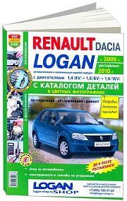 Книга Renault Logan c 2005, рестайлинг с 2010 бензин, цветные фото и электросхемы, каталог з/ч. Руководство по ремонту и эксплуатации автомобиля. Мир Автокниг