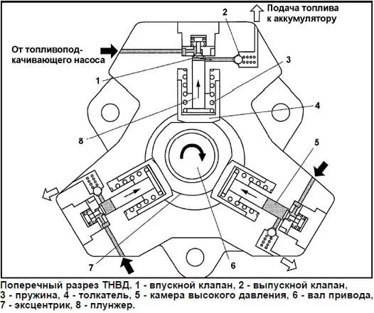 Поперечный разрез ТНВД.