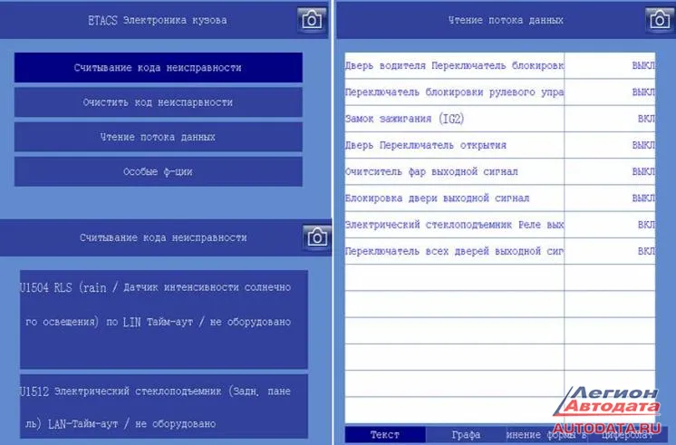 Блок ETACS на сканере FCAR F3-G