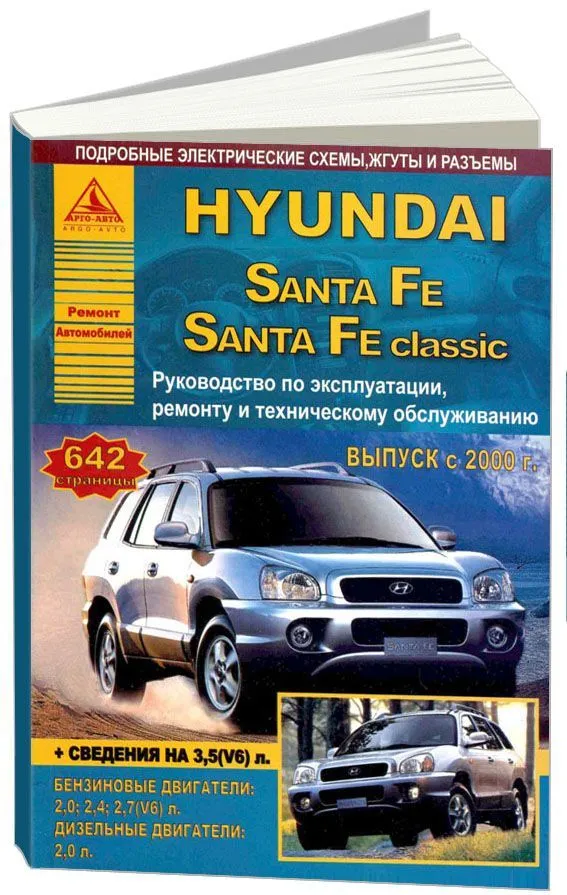 Книга Hyundai Santa Fe, Santa Fe Classic 2000-2006, Tagaz c 2007 бензин, дизель, электросхемы. Руководство по ремонту и эксплуатации автомобиля. Атласы автомобилей Книга Hyundai Santa Fe, Santa Fe Classic 2000-2006, Tagaz c 2007 бензин, дизель, электросхемы. Руководство по ремонту и эксплуатации автомобиля. Атласы автомобилей
