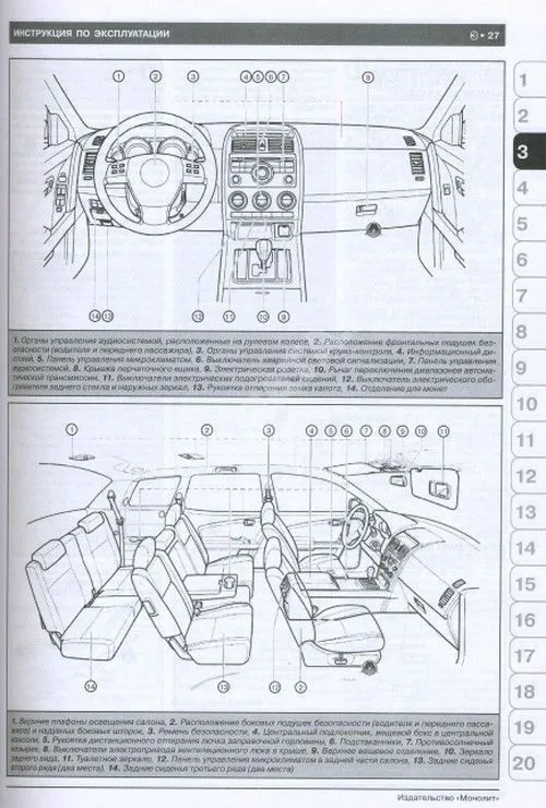 Книга Mazda CX-9 с 2007, рестайлинг с 2008 бензин, цветные электросхемы. Руководство по ремонту и эксплуатации автомобиля. Монолит