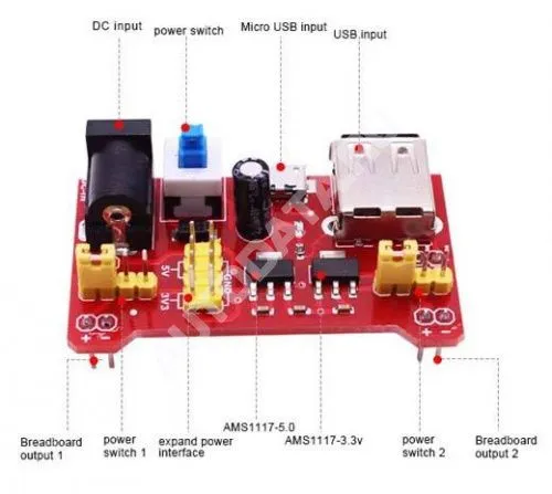 Модуль питания 3,3V 5V со входом Micro USB расширения Microbit