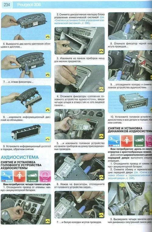 Книга Peugeot 308 2007-2015 бензин, цветные фото и электросхемы. Руководство по ремонту и эксплуатации автомобиля. Третий Рим