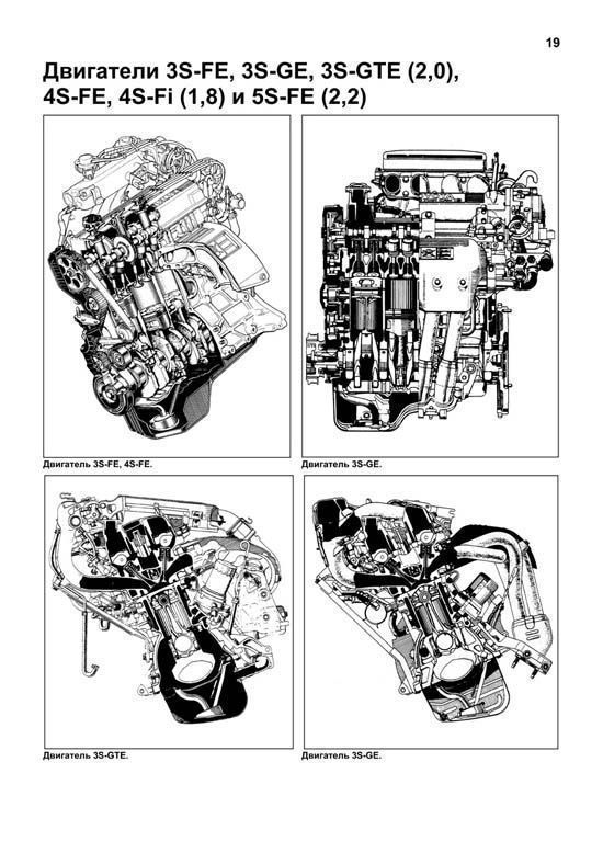 Книга Toyota бензиновые двигатели 3S-FE, 3S-GE, 3S-GTE, 4S-Fi, 4S-FE, 5S-FE, электросхемы. Руководство по ремонту и эксплуатации. Легион-Aвтодата