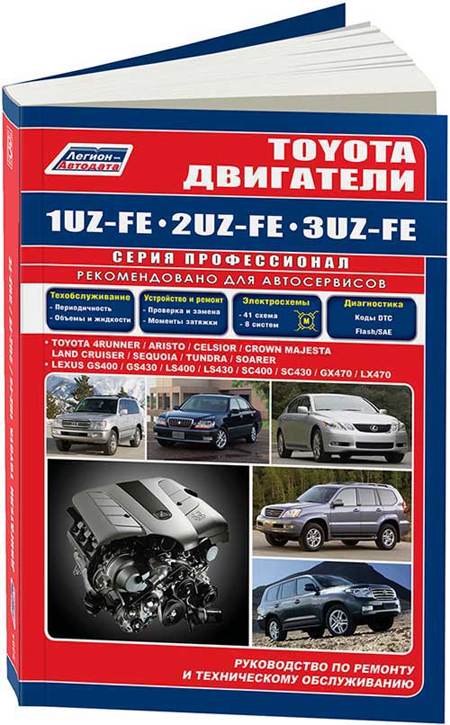 Книга Toyota бензиновые двигатели 1UZ-FE, 2UZ-FE, 3UZ-FE электросхемы. Руководство по ремонту и эксплуатации. Профессионал. Легион-Aвтодата Книга Toyota бензиновые двигатели 1UZ-FE, 2UZ-FE, 3UZ-FE электросхемы. Руководство по ремонту и эксплуатации. Профессионал. Легион-Aвтодата