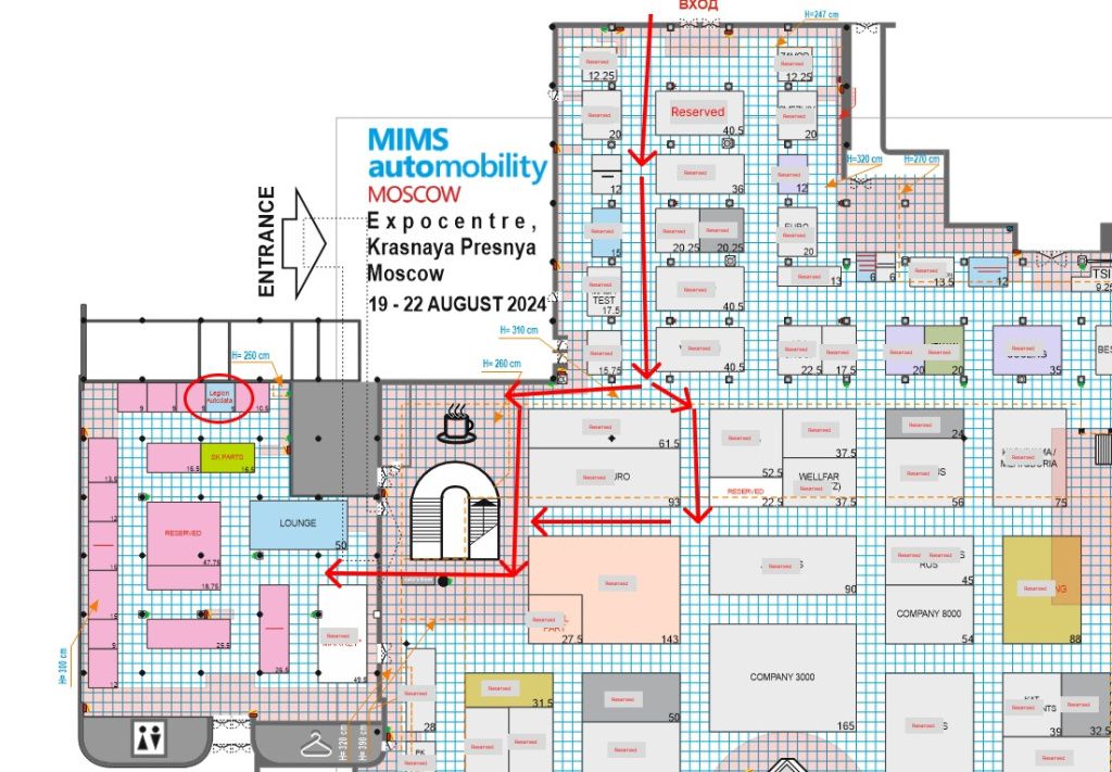 Схема прохода к стенду на выставке MIMS 2024