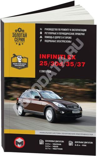 Книга Infiniti EX25, 30d, 35, 37 с 2007 бензин, дизель, электросхемы. Руководство по ремонту и эксплуатации автомобиля. Монолит