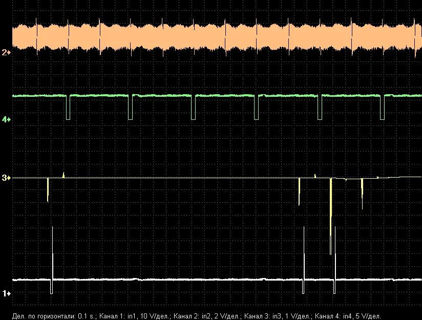 Снятая осциллограмма – сразу показала неисправность.