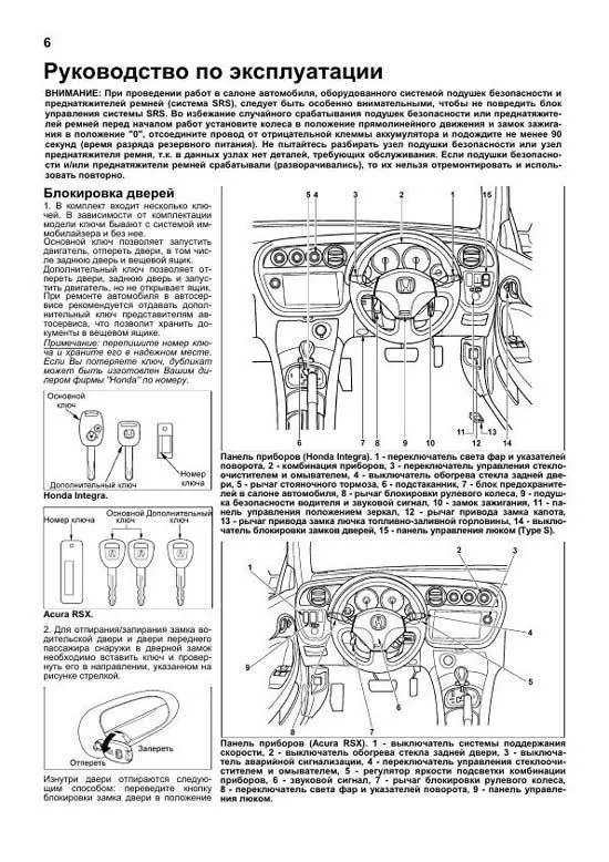 Книга Honda Integra, Acura RSX 2001-2007 бензин, электросхемы. Руководство по ремонту и эксплуатации автомобиля. Легион-Aвтодата