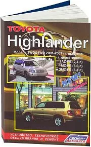 Книга Toyota Highlander 2001-2007 бензин, каталог з/ч, электросхемы. Руководство по ремонту и эксплуатации автомобиля. Легион-Aвтодата