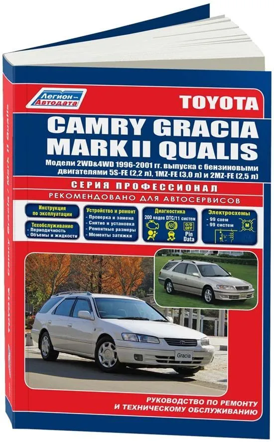 Книга Toyota Camry Gracia, Mark 2, Qualis 1996-2001 бензин, электросхемы. Руководство по ремонту и эксплуатации автомобиля. Профессионал. Легион-Aвтодата
